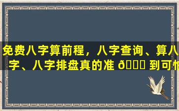 免费八字算前程，八字查询、算八字、八字排盘真的准 🐅 到可怕吗